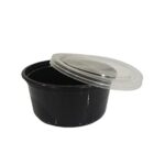 MW 250ML BLACK ROUND CONT/LID - 500PCS-NDH